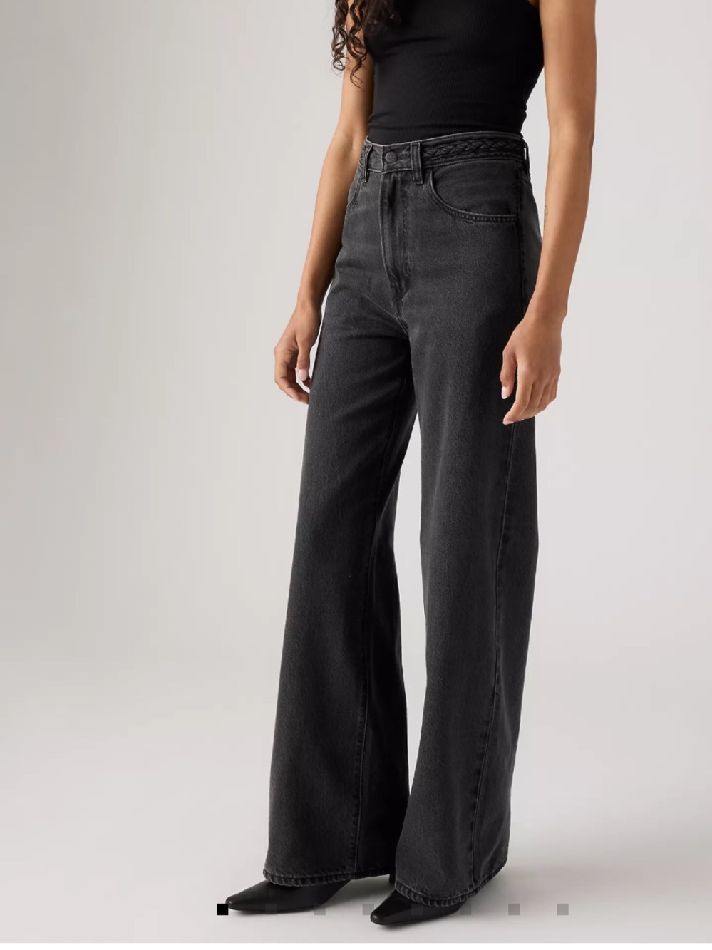 Levi's Ribcage Wide Leg Jeans - faded Black Sz 30x33 All Cotton Premium